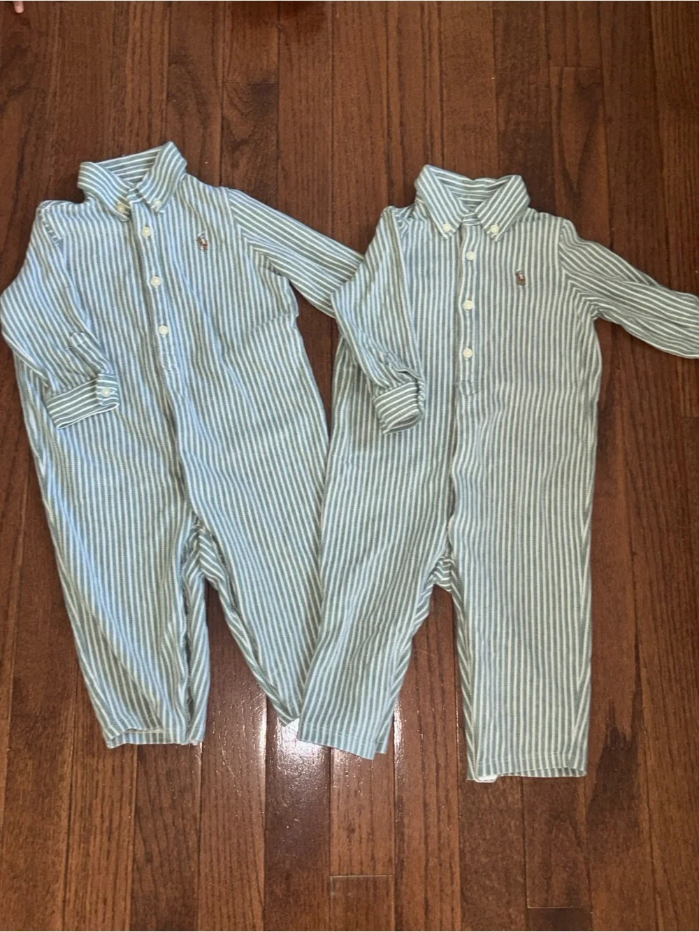 Twin set* Ralph Lauren Green & White Striped Button-Up one piece